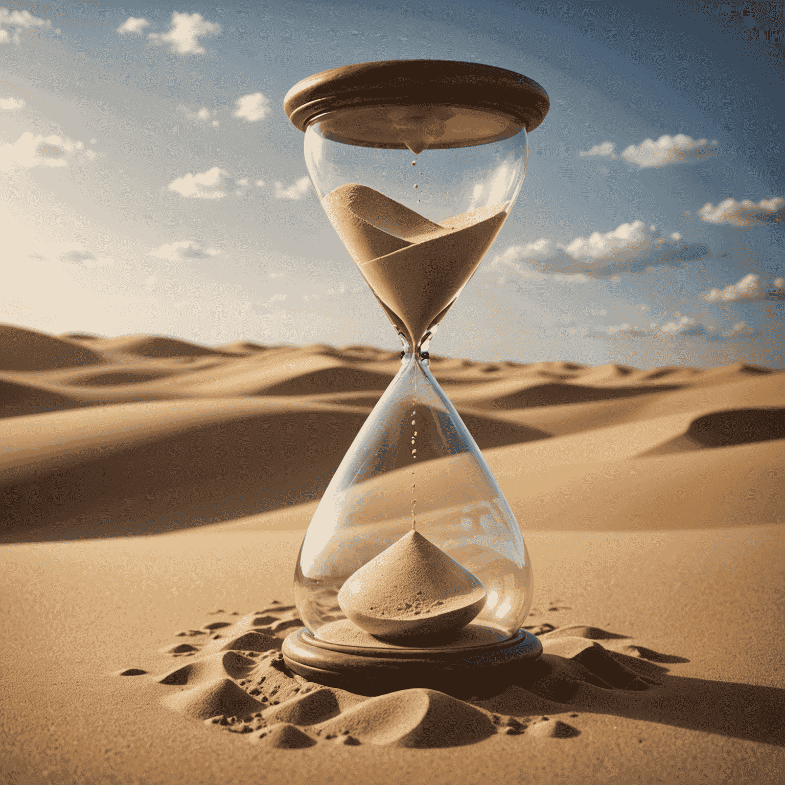 Abstract illustration of an hourglass with sand flowing slowly, symbolizing the passage of time and the art of patience