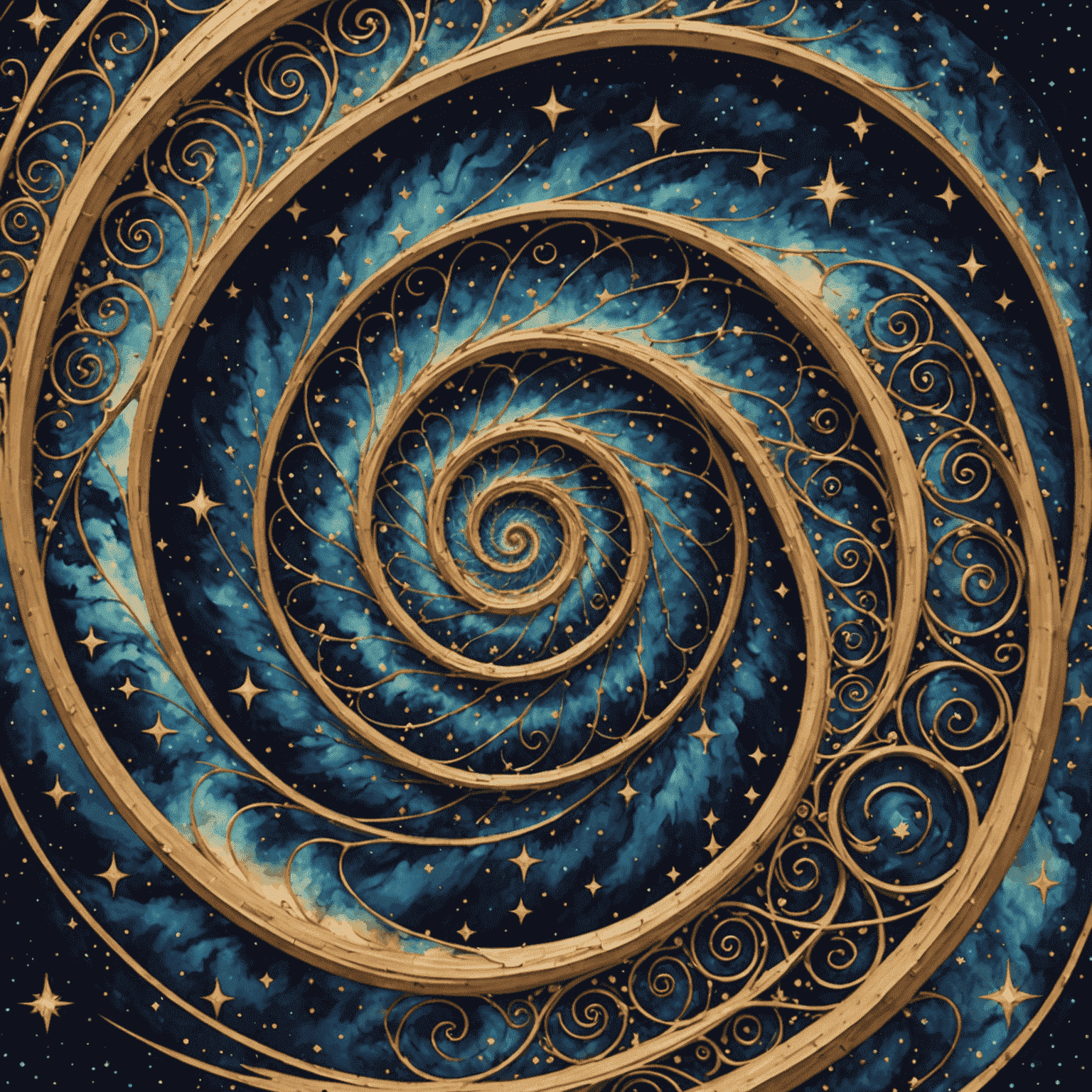 An abstract spiral pattern merging into a starry sky, symbolizing the connection between individual awareness and the infinite universe